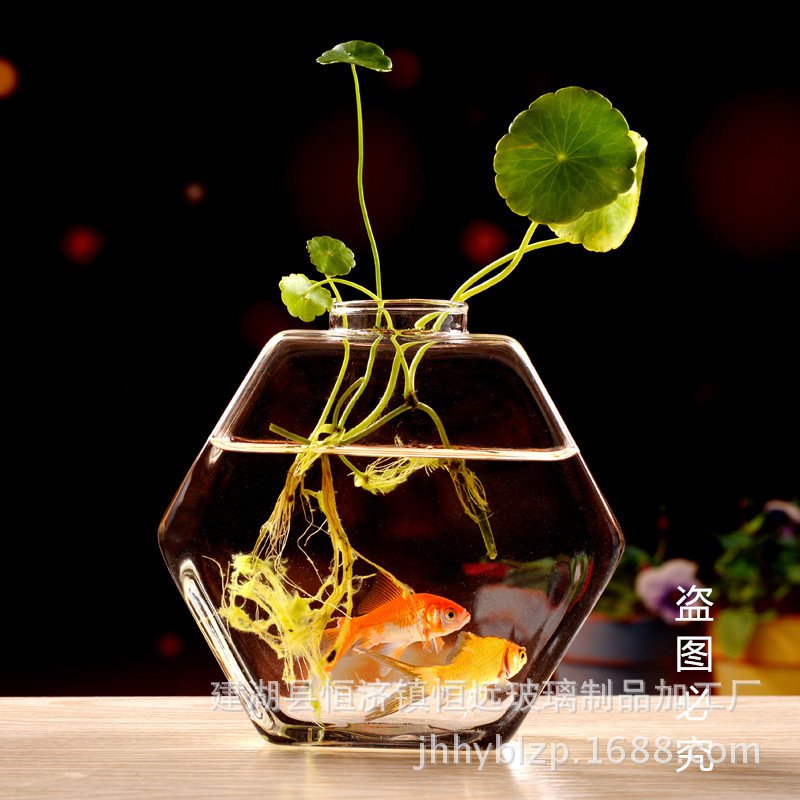 17cm Clear Glass Table Vase Hexagonal Plant Flower Pot Water Hydroponics Desktop Planter Decor