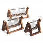 Mini Hanging Glass Tabletop Hydroponic Flower Pot Vase With Wooden Tray