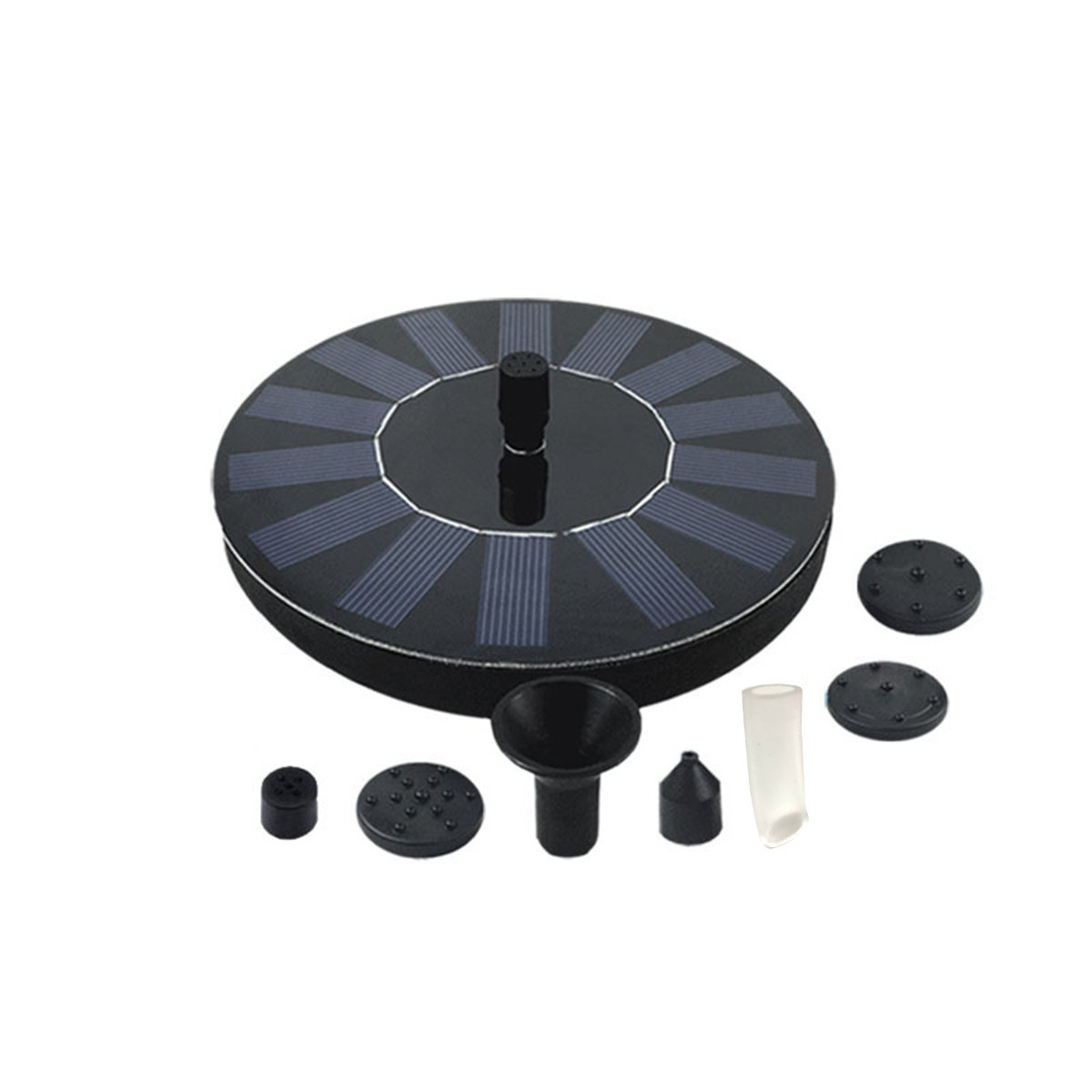 3.7-12V 55cm Solar Floating Water Fountain With 7Pcs Nozzles Bird Bath Small Pond Swimming Pool Gard