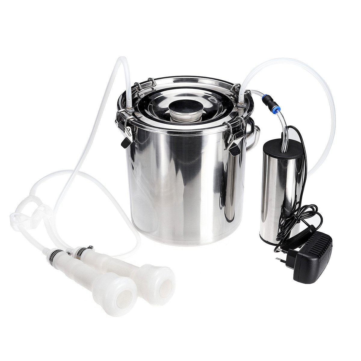 5L Electric Milking Machine Stainless Steel Cow Goat Sheep Bucket Suction Milker Vacuum Pump Househo