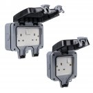 13A Waterproof Double Socket Plug Socket Box Electronic Switch Module Socket with Installation Acces