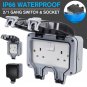 13A Waterproof Double Socket Plug Socket Box Electronic Switch Module Socket with Installation Acces