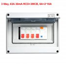 3 Way Garage Caravan Consumer Unit 63A Power Switch Circuit Breaker IP65 Household Mall Use