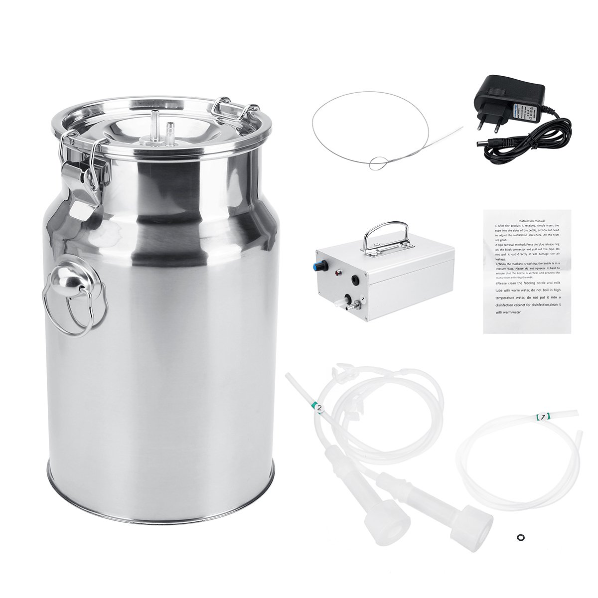 7L Bucket Electric Cow Milking Machine Sheep Goat Milker Portable Vacuum Pump