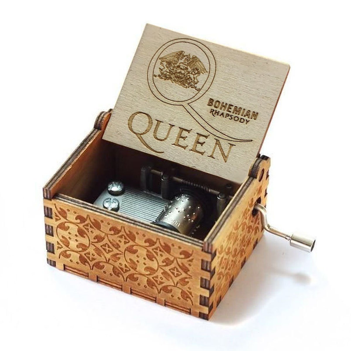 Retro Vintage Music Box Wood Hand Cranked Music Box Home Crafts Decor Xmas Gifts