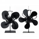 1500RPM 4/5 Blades Stove Fan Silent Fireplace Fire Heat Powered Saving Eco Fan No Electricity & Batt