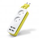 EU Plug Travel Power Board Portable Extension Power Socket with 4 USB Wall Charger Intelligent Deskt