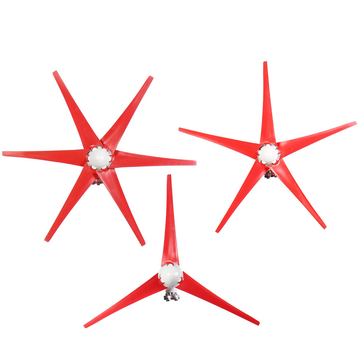 12V/24V 300W S3 Aluminum Shell 3/5/6 Blades Horizontal Axis Wind turbine Wind Generator Red