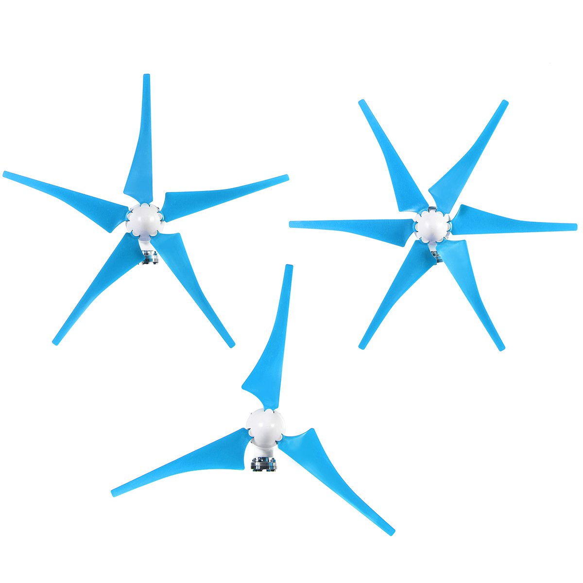 12V/24V 300W S3 Aluminum Shell 3/5/6 Blades HorizontalAxisWindturbine Wind Generator Blue