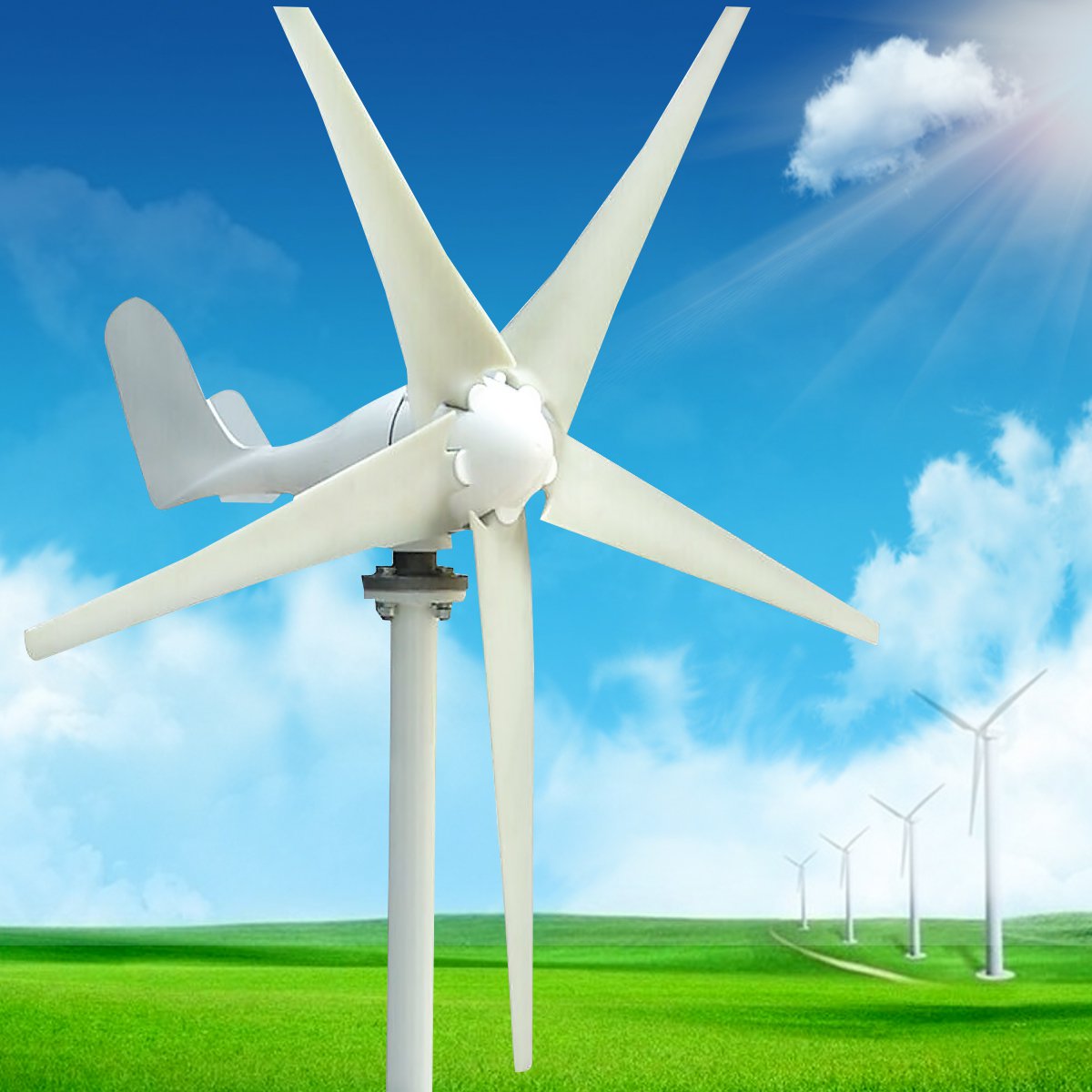 12V/24V 500W Power 5 Blades Horizontal Wind Turbine Wind Generator Kit with Controller