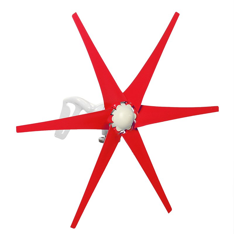 800W Wind Turbine 6 Blades Red DC 12V/24V Wind Turbine Generator High Wind Power