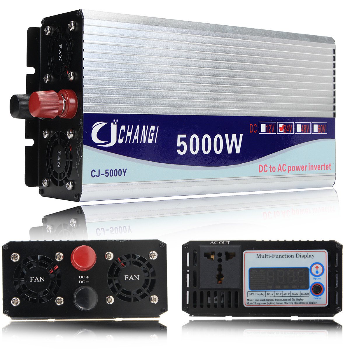 DC 12-48V to AC 110V 10000W Peak Modified Sine Wave Power Inverter Converter with LCD Display