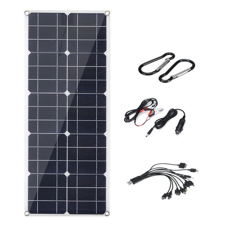 200W Flexible Solar Panel USB Monocrystalline Connecter Battery Charger For Camping Hiking Climbing 