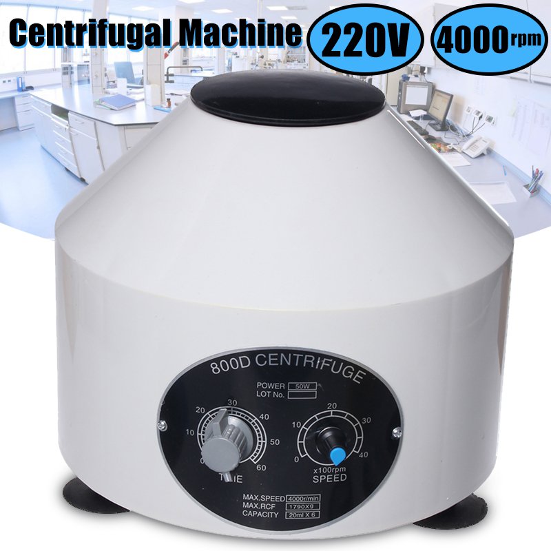 800D Electric Centrifuge Machine Lab Laboratory Medical 4000RPM w/ 6x20ml Rotor