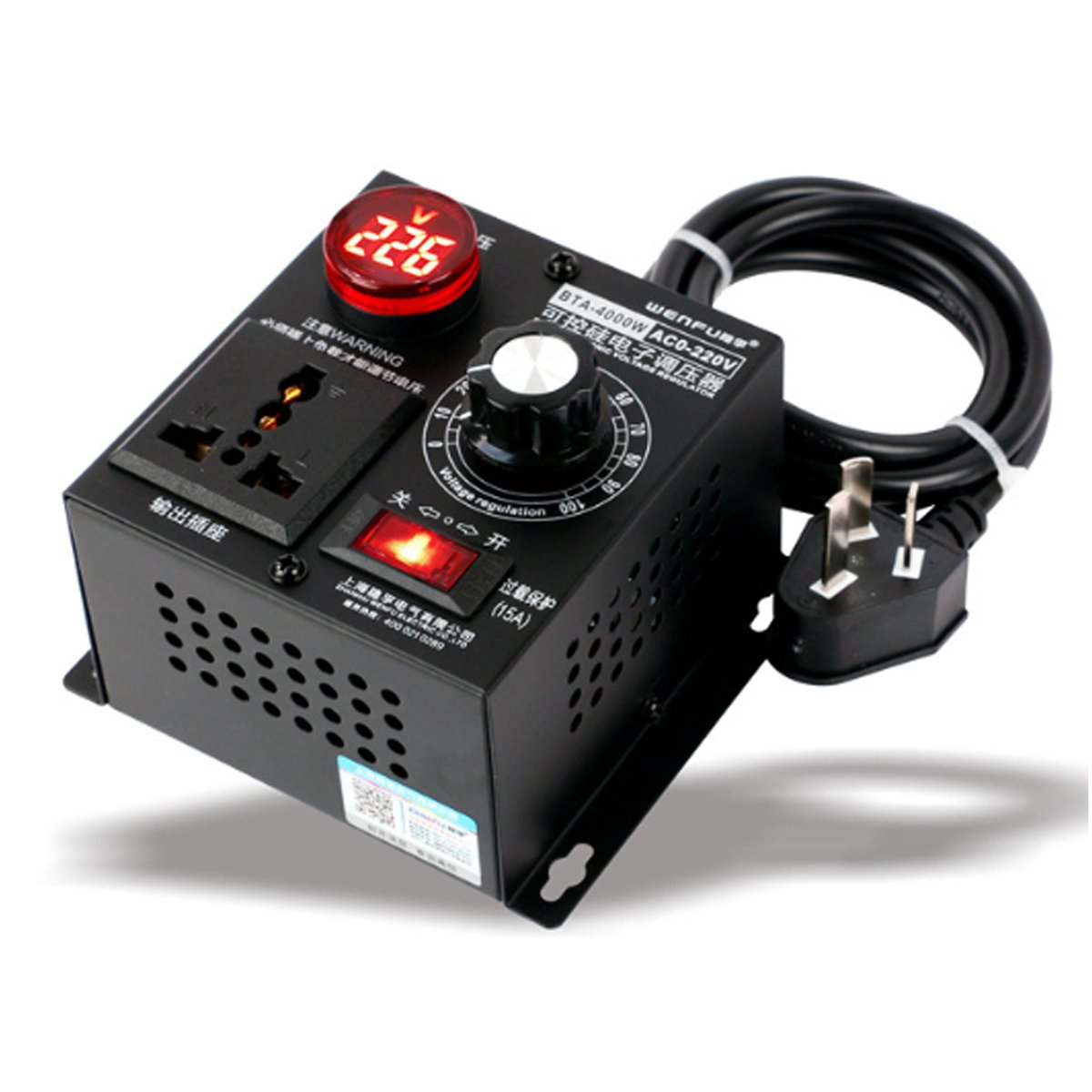AC 220V 4000W Variable Voltage Regulator Step Down Voltage Converter Transformer Motor Speed Fan Con