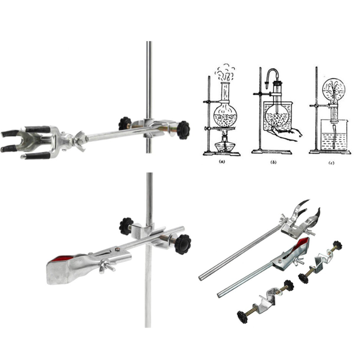 Laboratory Stands Support Lab Clamp Flask Clamp Condenser Clamp Stand Four Prong Extension Flask Cla