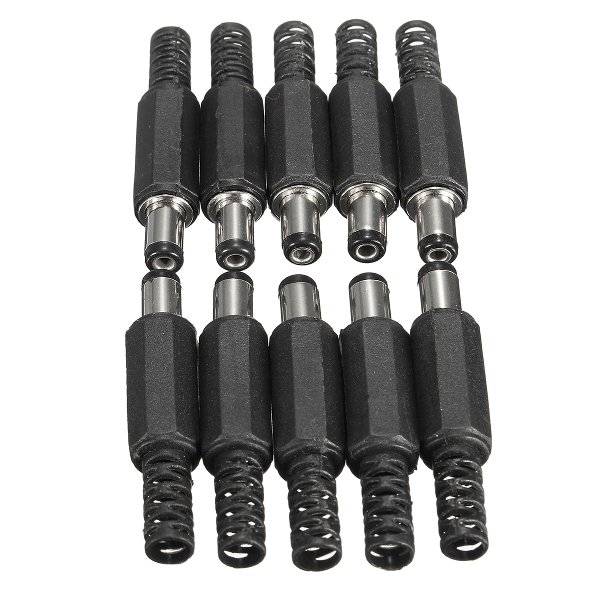 Excellway JP02 10Pcs 5.5x2.1mm DC Power Male Solder Barrel Tip Plug Jack Connector