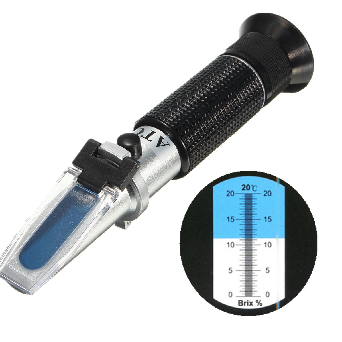 0~20% Handheld Brix & Beer Wine Sugar Fruit Wort Refractometer Test Tester