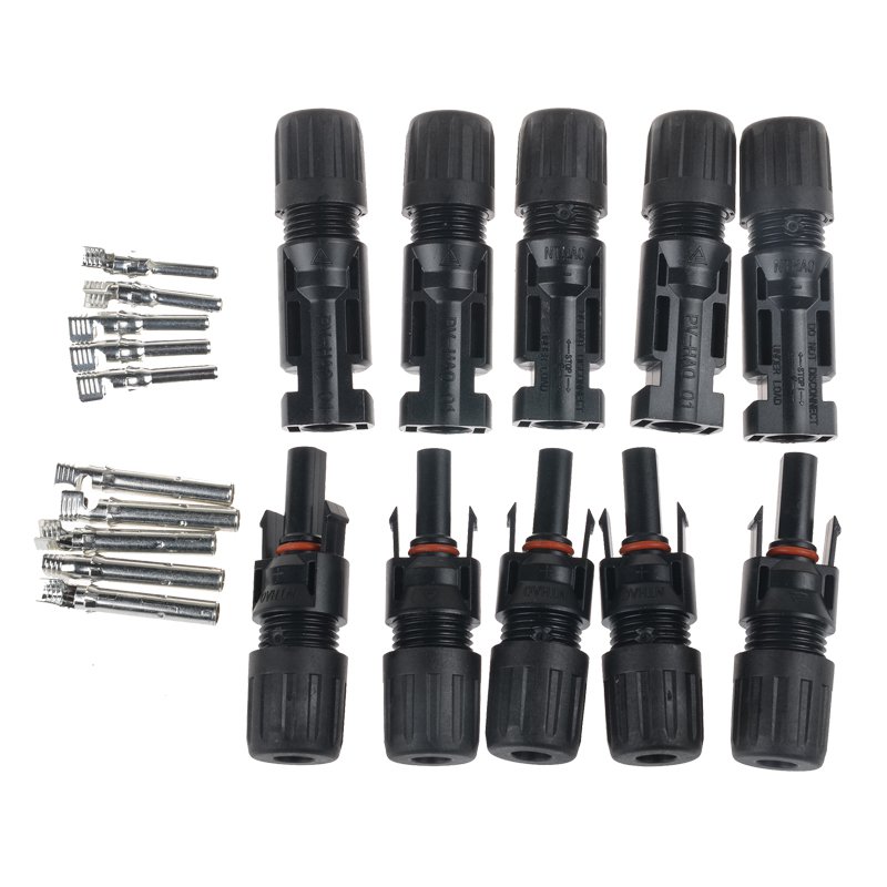 Excellway 5 Pairs PV Solar Panel Cable MC4 Connectors Male & Female Waterproof IP67 for Photovoltaic