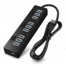 ELE 10 Port USB 3.0 USB HUB Data Hub with Power Adapter Powered High Speed Splitter Extender AC Adap