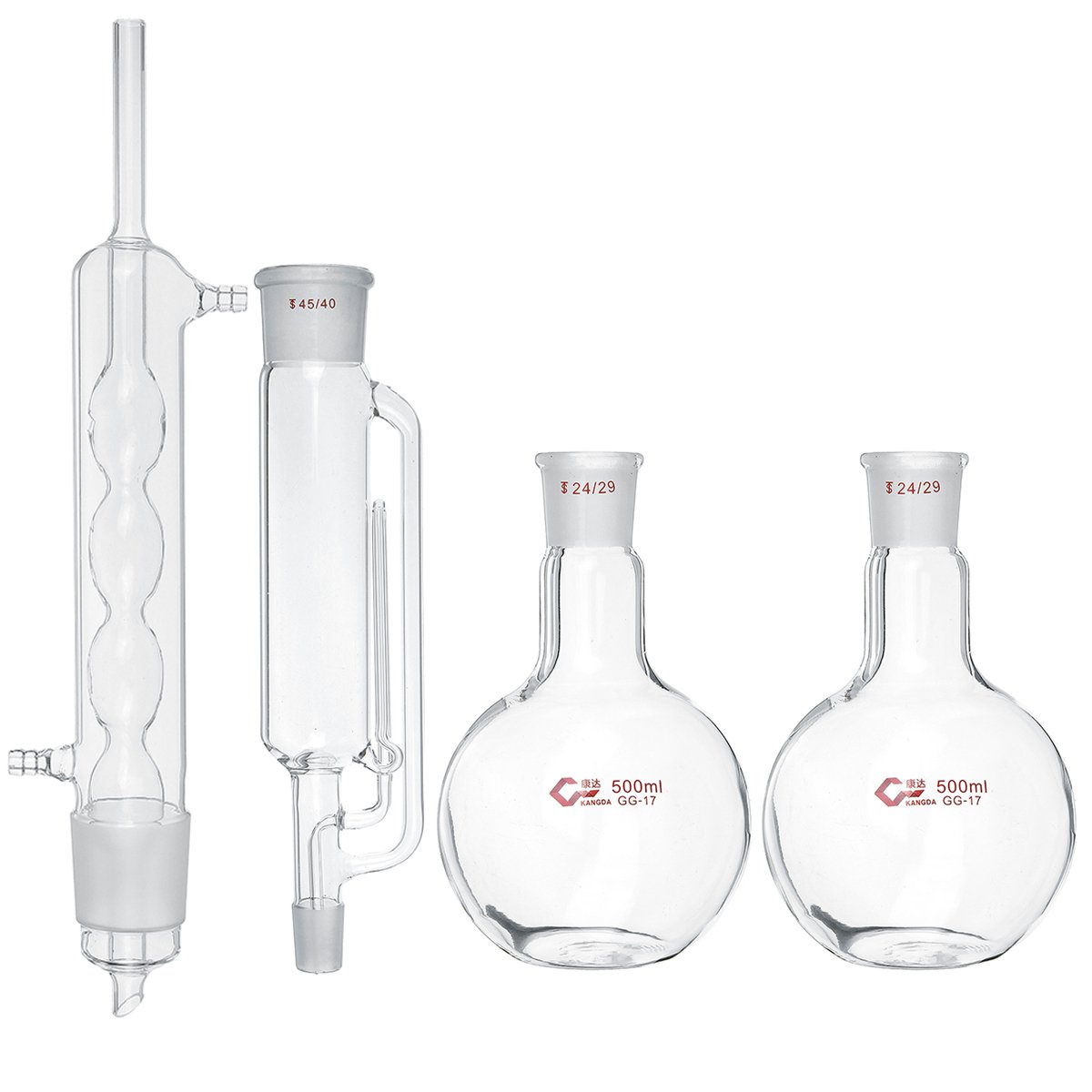 500ML Soxhlet Extractor Spherical Fat Extractor Glass Condenser For Detecting Food Seafood Dairy Pro