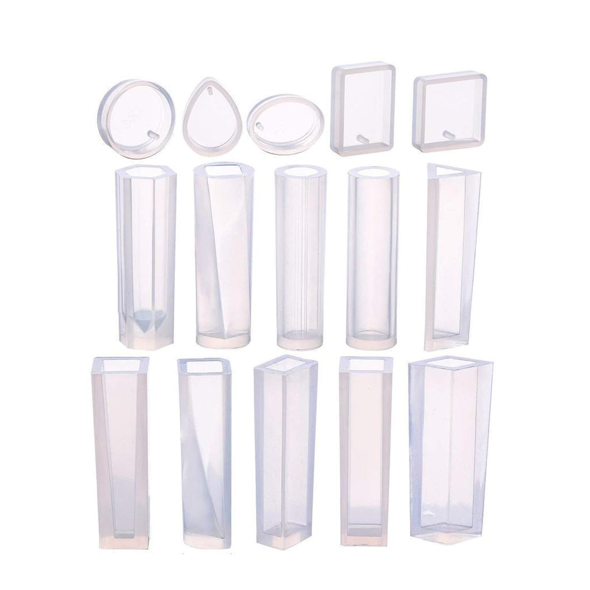15pcs Cuboids Pendant Silicon Mould For Epoxy Resin Jewelry Beads Craft Making Mold W/ 100Pcs Screw 
