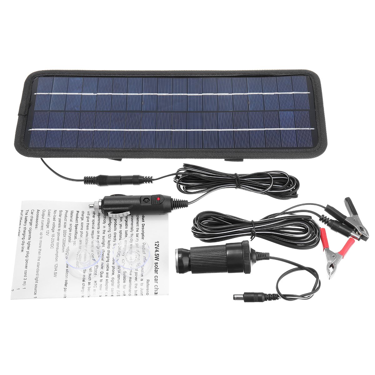4.5W 12V Solar Panel Trickle Battery Charger System Single Crystal Silicon Waterproof  for Boat Auto