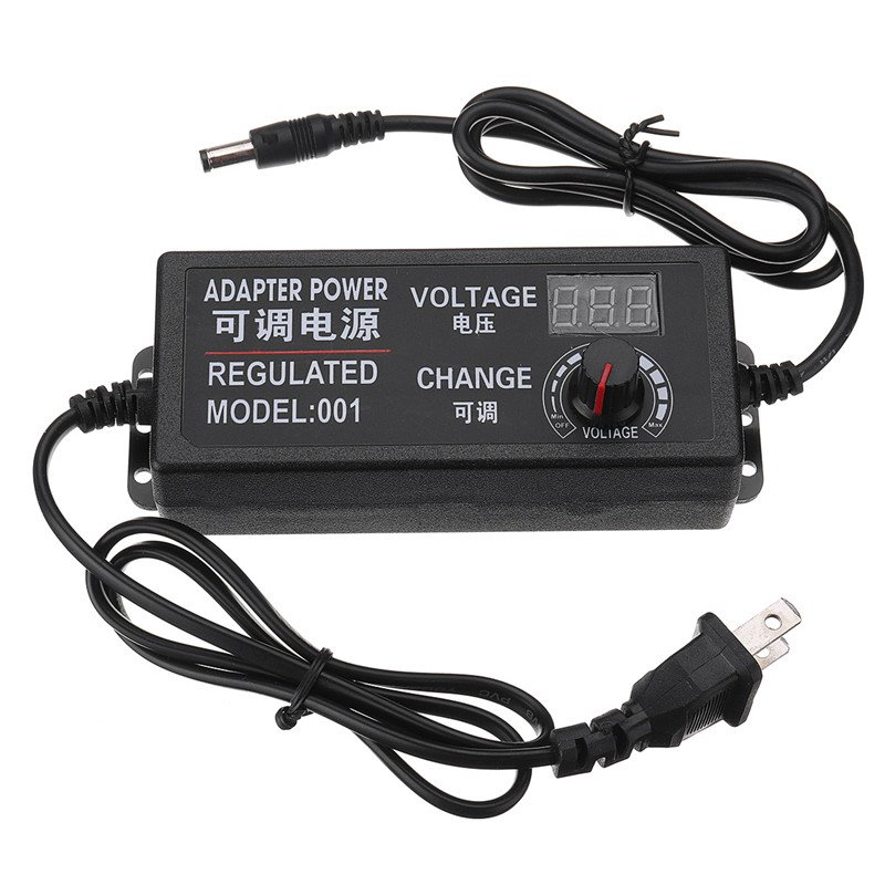 AC DC Adjustable Power Adapter Supply Plug 3-24V 2A 48W Speed Control Volt Display