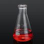 250mL Lab Glass Erlenmeyer Conical Flask Bottle w/ Rim Borosilicate Laboratory Glassware