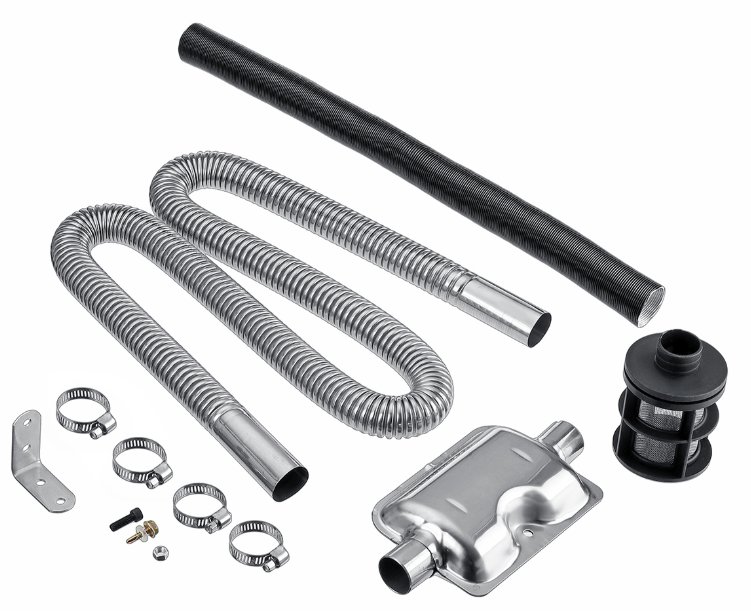 150cm Length 24mm Exhaust Silencer Muffler W/ 25mm Air Filter & 2x Pipe For Air Diesel Heater