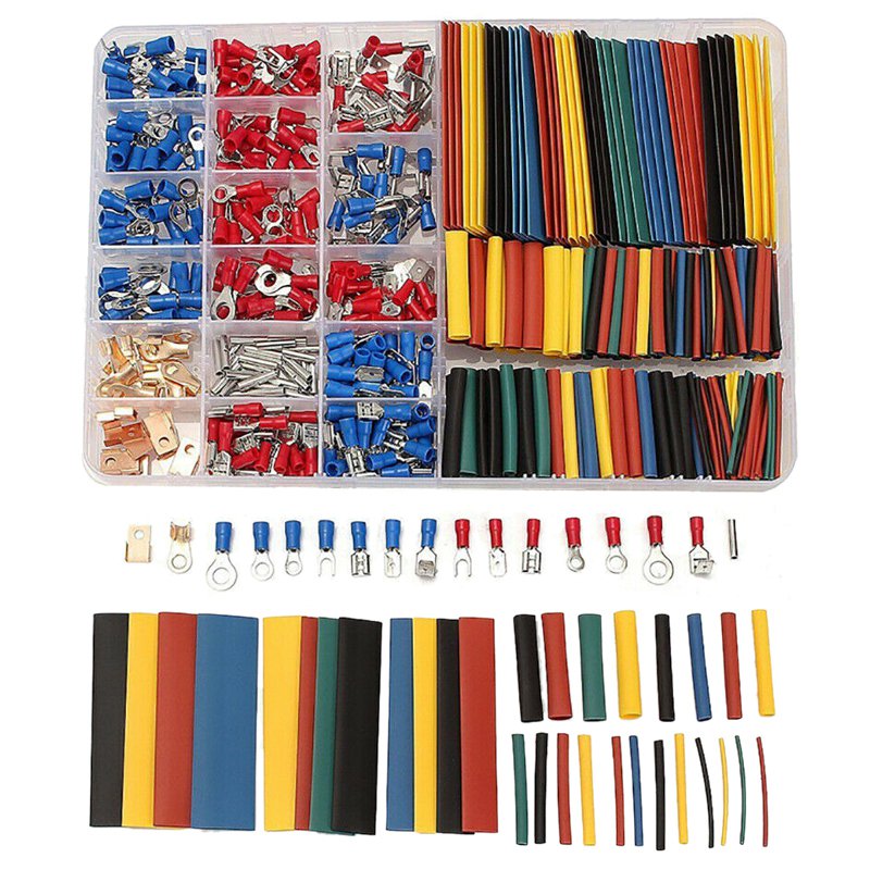 350pcs PVC Terminal Blocks Wire Terminals  Connectors+328pcs Heat Shrink Tube with Storage Box