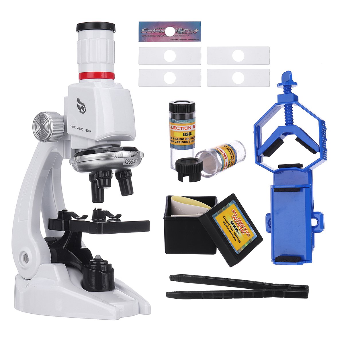 Simulation Science Education Experiment HD 1200x Biological Microscope With Phone Holder Toy Childre