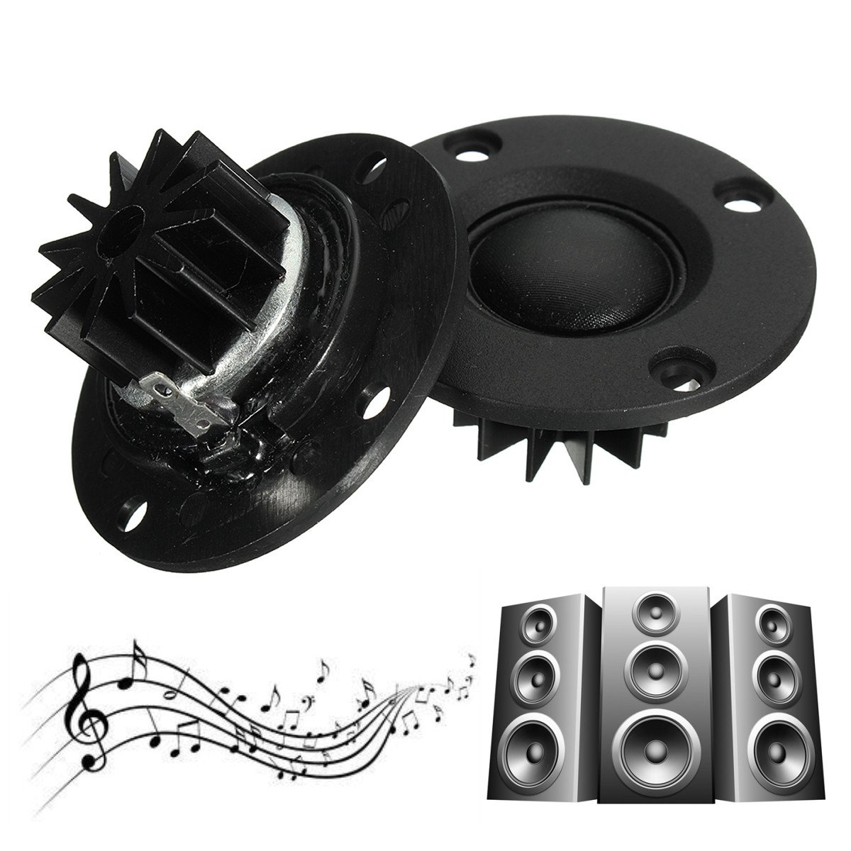 DIY Tweeter Speaker 2pcs 6Ohm 6 30W Dome Silk Film HiFi Treble Heatsink GL Speakers