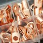 60Pcs SC Bare Copper Terminals Circular Splice Ring Terminal Cable Wire Connector with Plastic Box