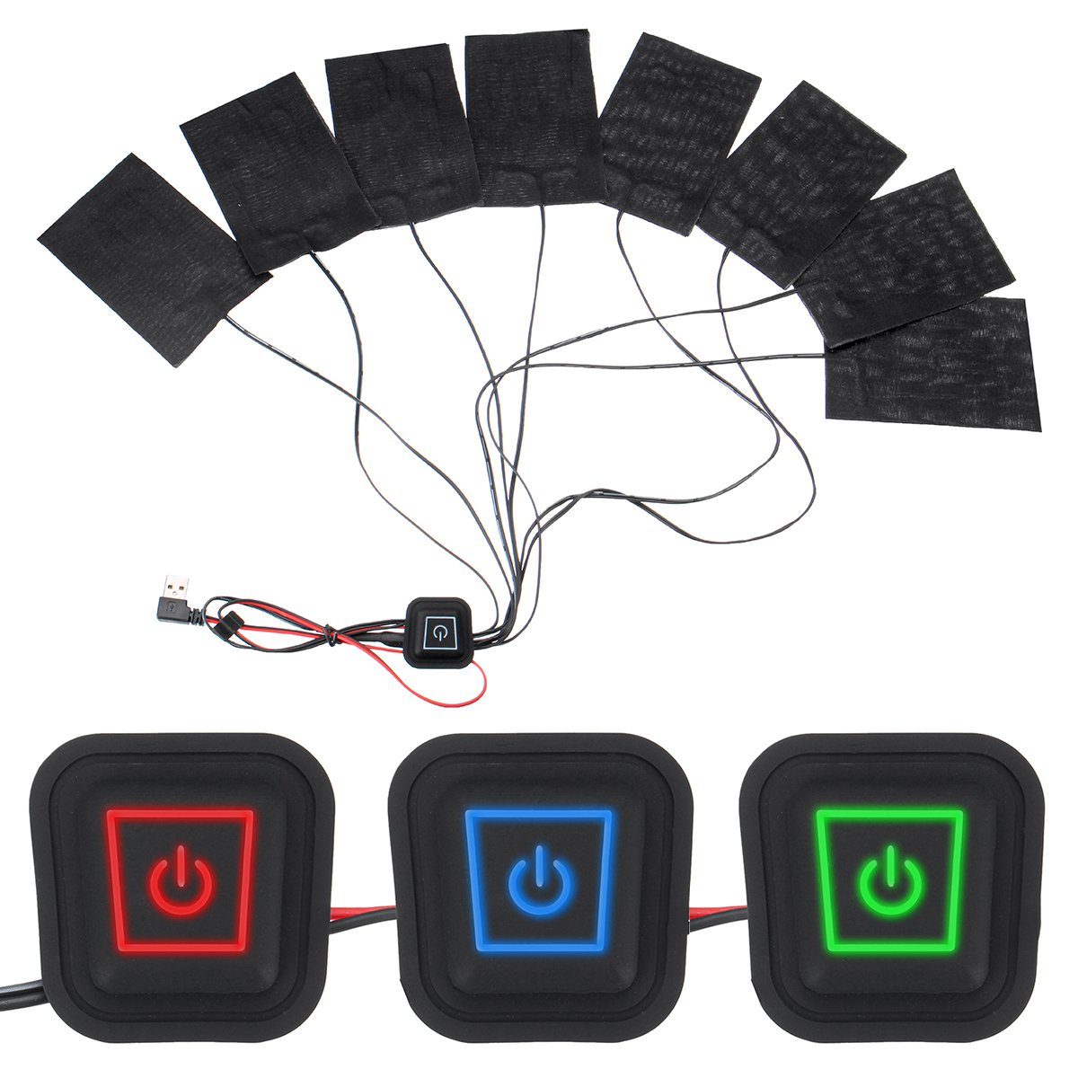 8 In 1 Electric USB Clothes Heating Pads Adjustable Temp Thermal Clothing Jacket