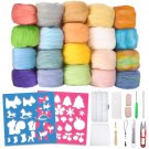 Needle Felting Starter Kit 24 Colours Natural Needle Felting Wool Set and Wool Felt Tools for DIY Fe