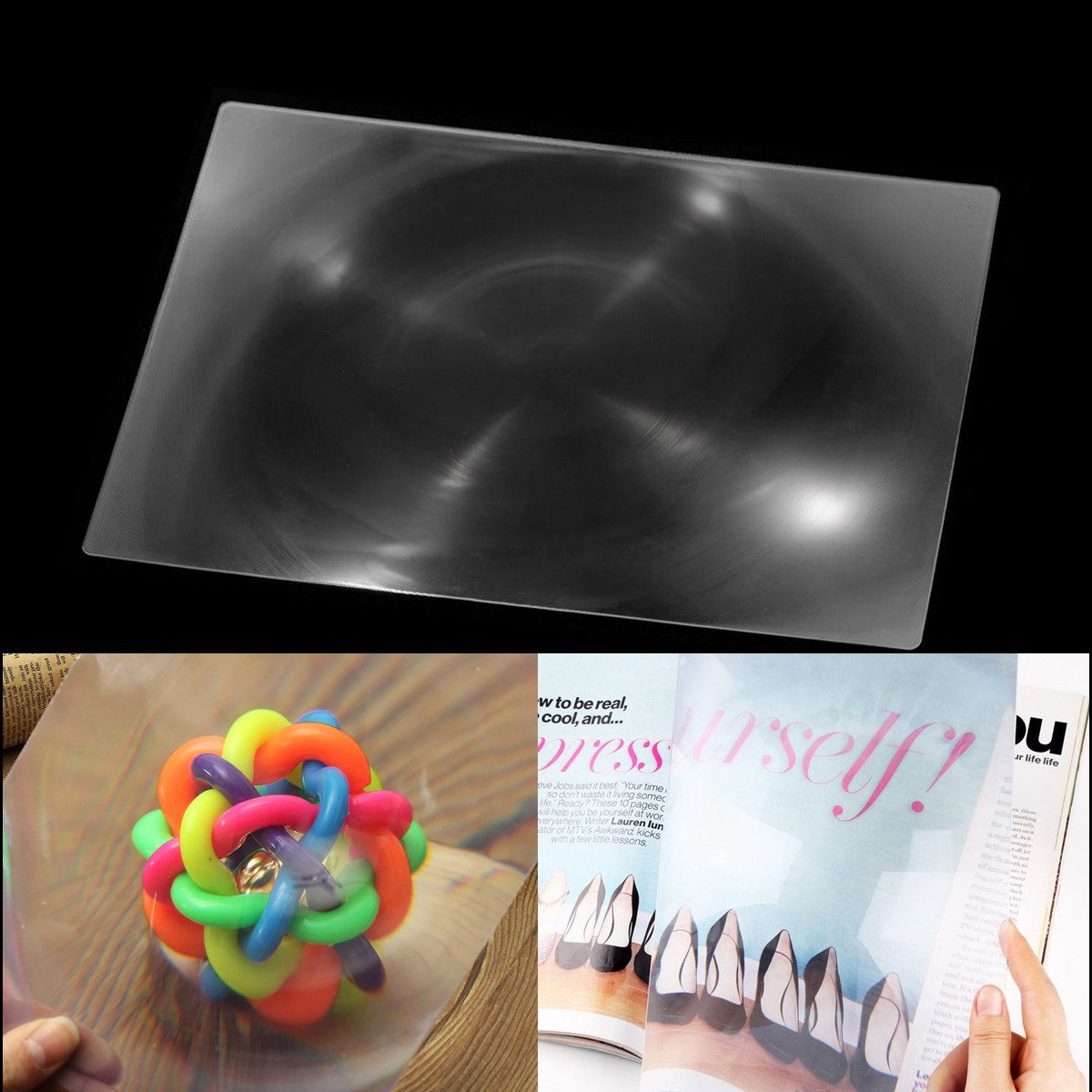 Full Page Magnifying Sheet Fresnel Lens 3X Magnification PVC Magnifier