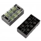 600V 45A 3 Position Terminal Block Barrier Strip Dual Row Screw Block Covered W/ Removable Clear Pla