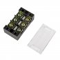 600V 45A 3 Position Terminal Block Barrier Strip Dual Row Screw Block Covered W/ Removable Clear Pla