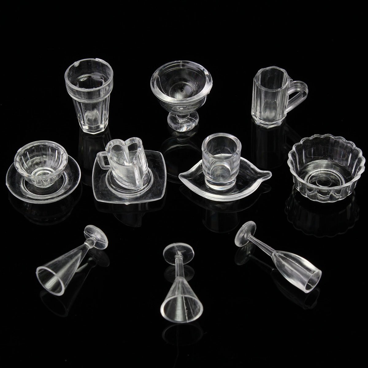 13pcs/Set Dollhouse Cups Mini Plastic Dollhouse 1:12 Miniatures Tableware Drinking Bottles