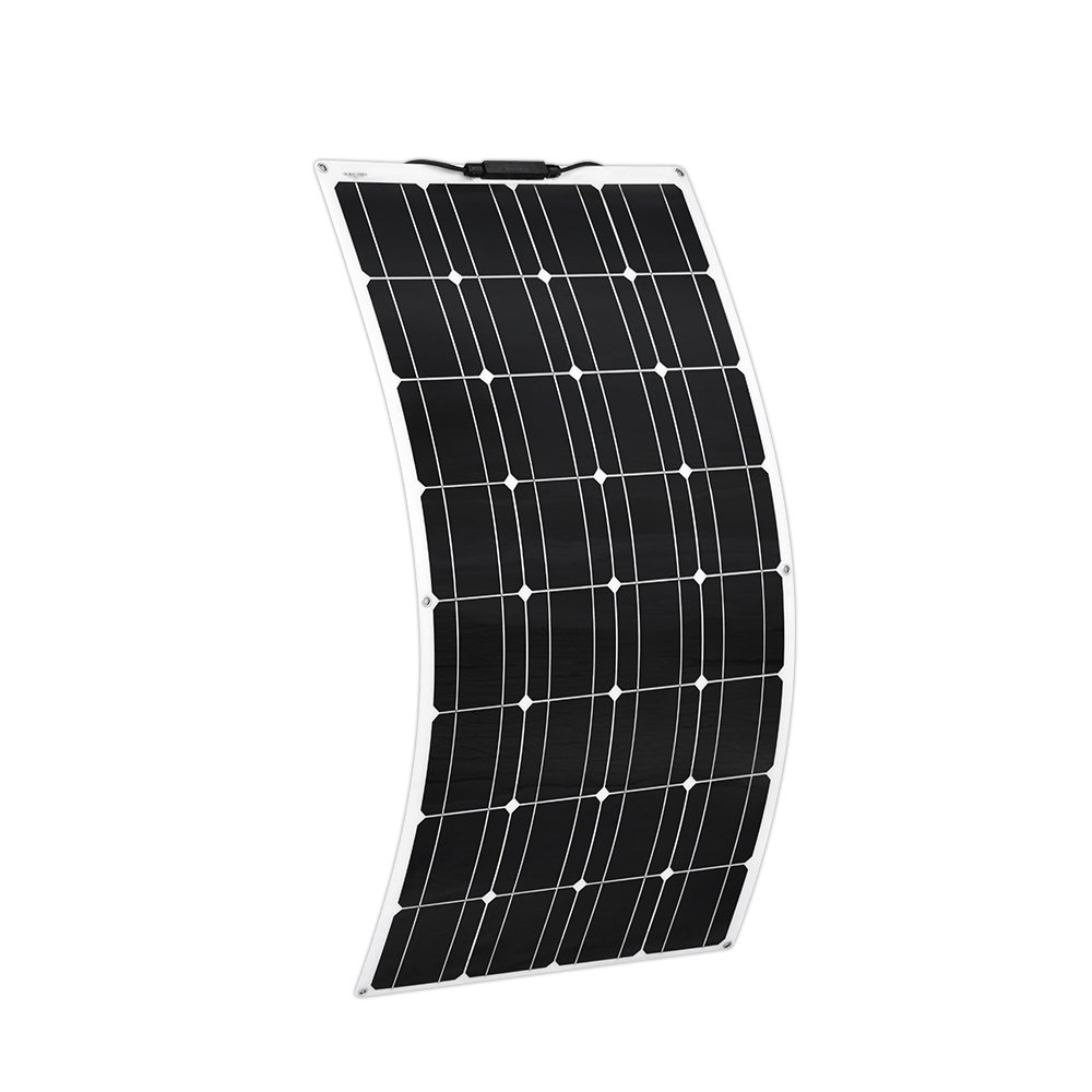 12V 100W Semi-flexible Solar Panel Battery Charger Lightweight Connector Charging for RV Boat Cabin 