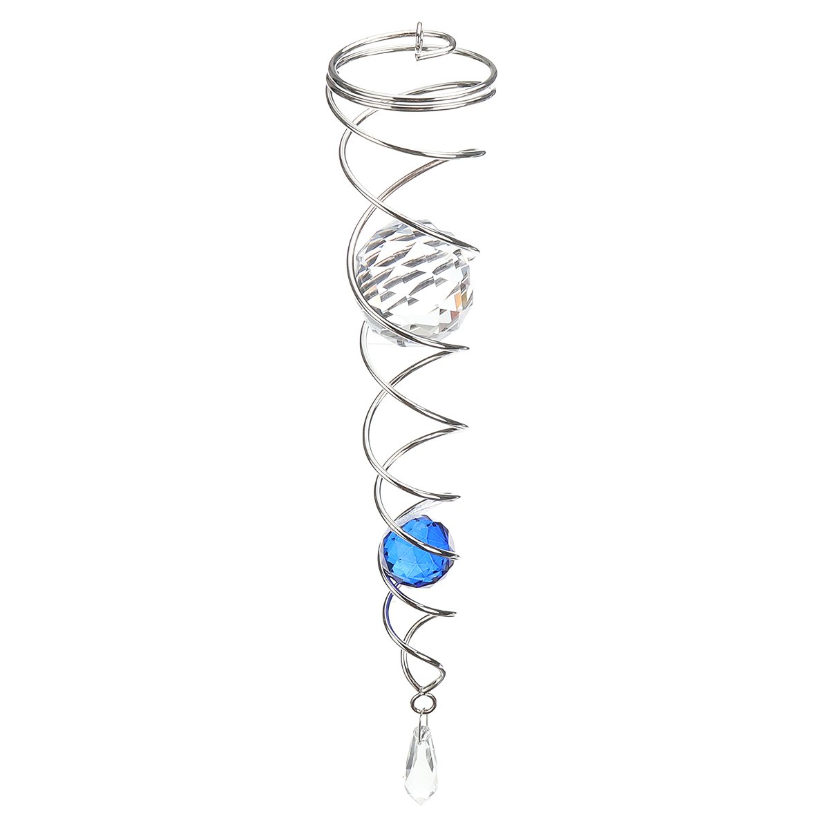 12'' Crystal Ball Wind Spinner Spiral Tails Stabilizer Sun Catcher Decoration W/ Hook