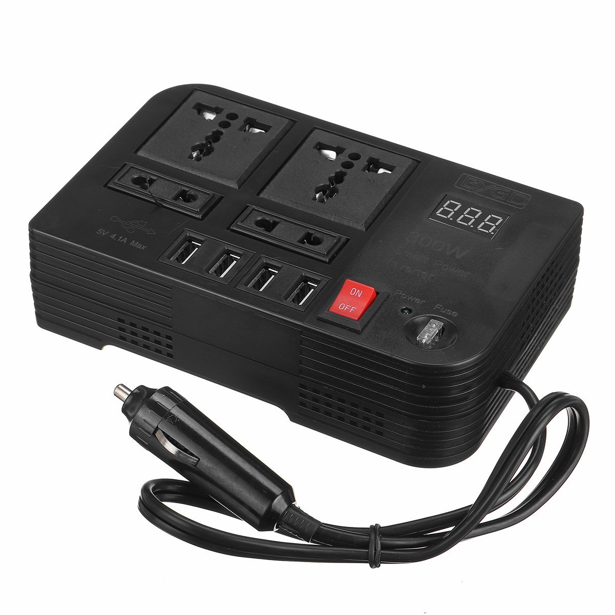 300W Car Solar Power Inverter DC 12/ 24V to AC 220V 4 USB Interface Converter