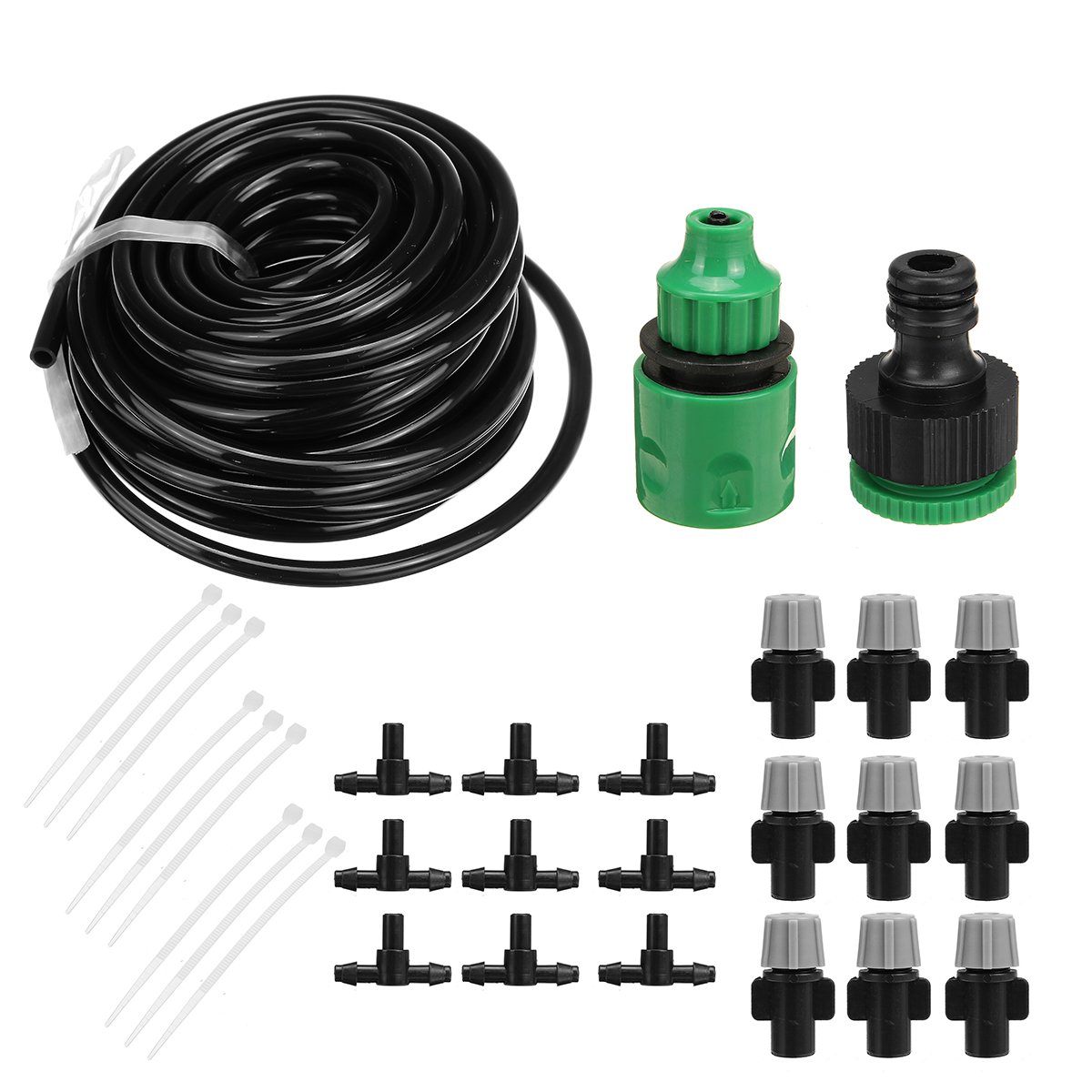 10M Watering Irrigation Fitting Pipe Micro Drip Hose For Garden Plant 10 Dripper