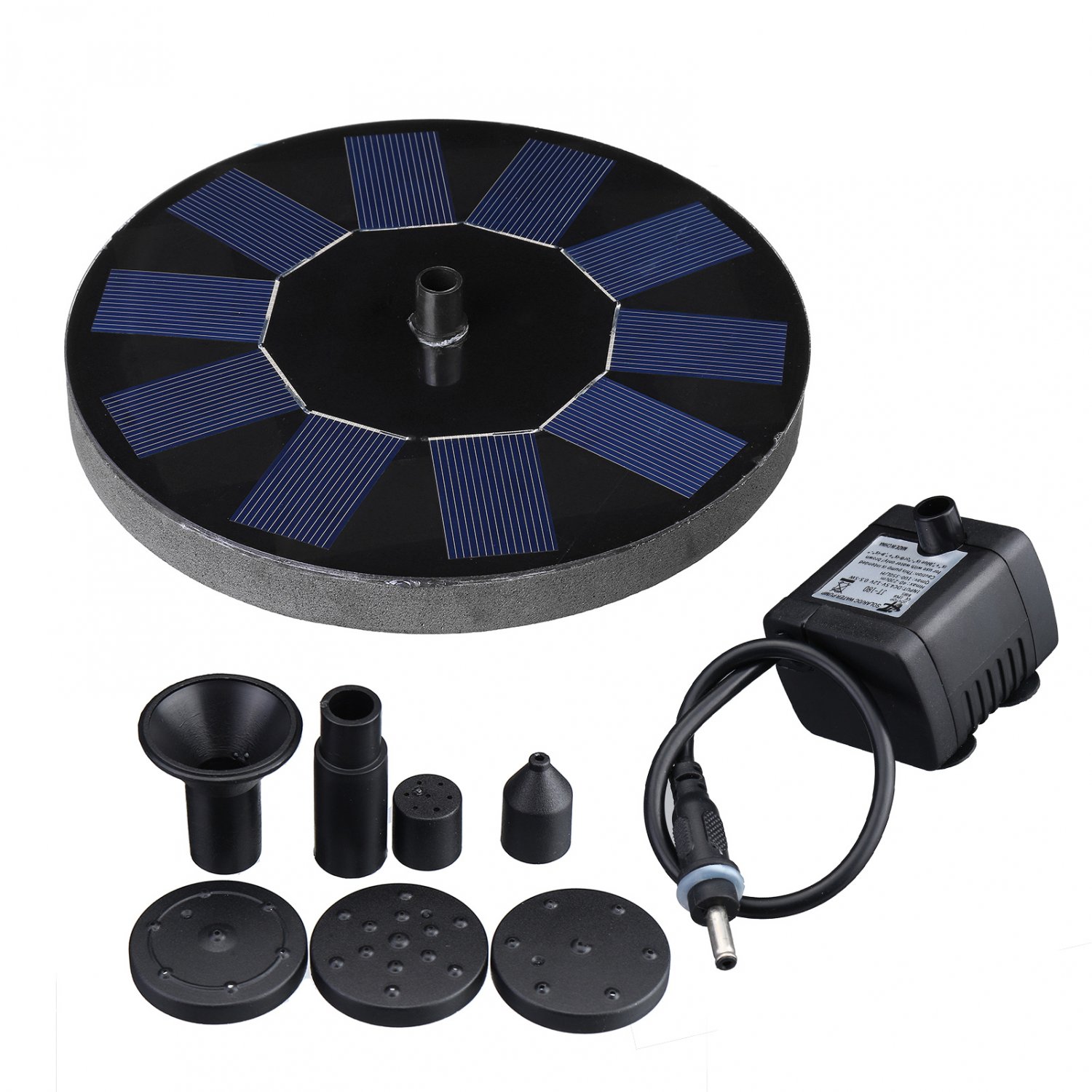 7V 1.4W Solar Powered Floating Birdbath Water Fountain Pump LED Pond Pool Decor