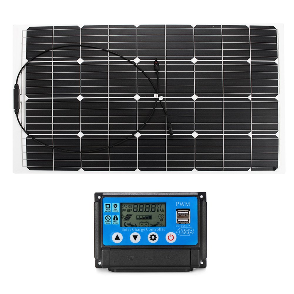 120W 18V Monocrystalline Silicon Semi-flexible Solar Panel For Car Boat Battery Charge with 20A Sola