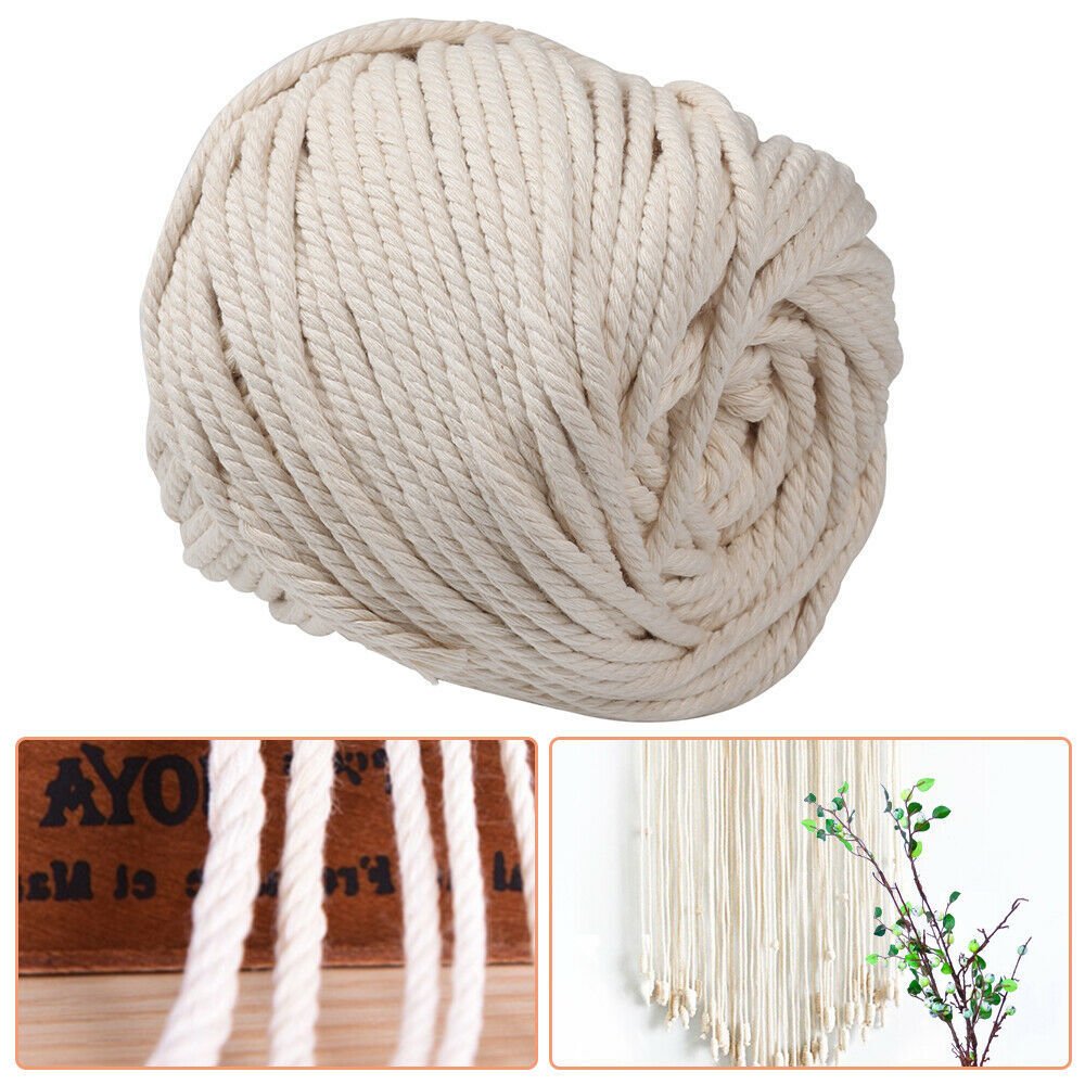 Natural Beige Cotton String Thread Twisted Cord Rope Craft Macrame