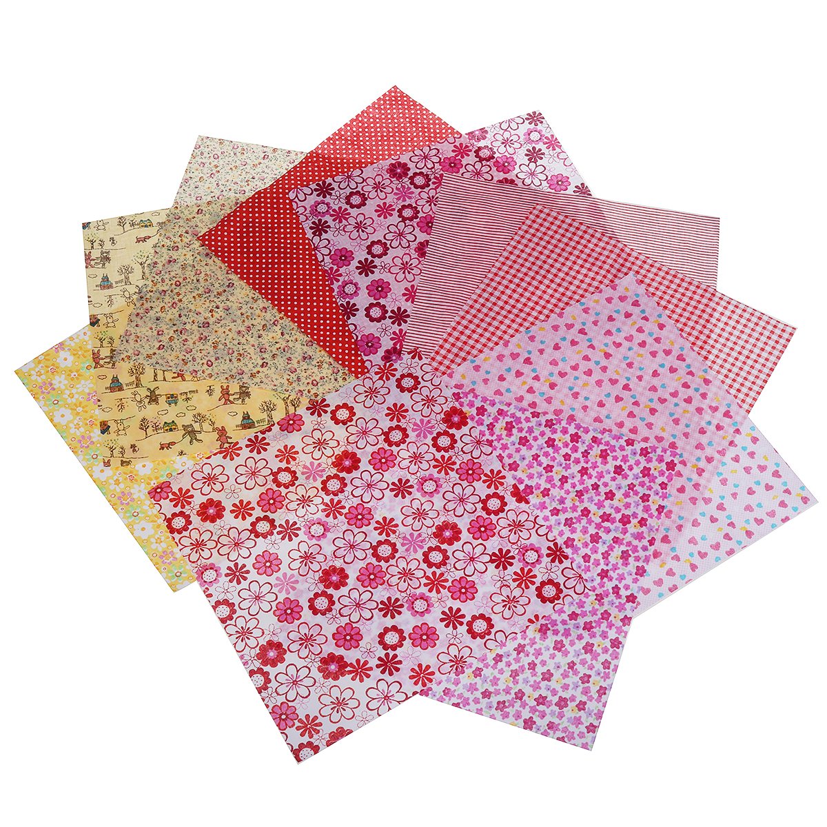 50Pcs Assorted Printed Floral Patchwork Cotton Fabric Quilting Cloth 25x25cm