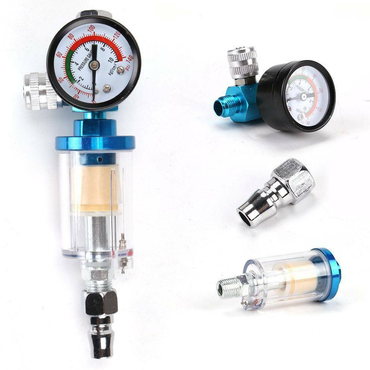 Air Pressure Regulator Gauge Spray Tool Water Trap Oil Filter Separator Valve