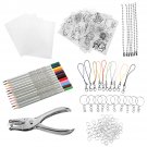 156Pcs Heat Shrink Plastic Sheets Kit Shrinky Art Paper Hole Punch Keychains DIY